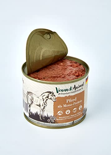 Venandi Animal - Pienso Premium para Gatos - Caballo como monoproteína - Completamente Libre de Cereales - 6 x 200 g