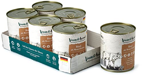 Venandi Animal - Pienso Premium para Gatos - Ternera como monoproteína - Completamente Libre de Cereales - 6 x 800 g