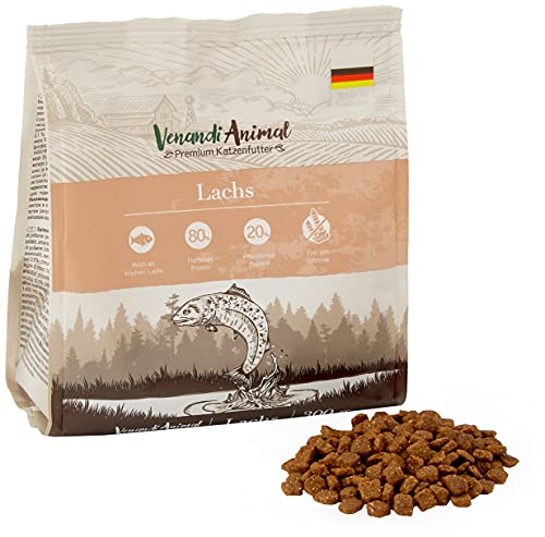 Venandi Animal - pienso seco para Gatos - Salmón como pienso seco - Completamente Libre de Cereales - 300 g