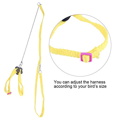 【Venta del día de la Madre】 AMONIDA Arnés de pájaro Ajustable, arnés de pájaro de Entrenamiento Arnés de pájaro Ajustable para Mascota para Loro para Jugar para Entrenamiento al Aire Libre(Yellow)