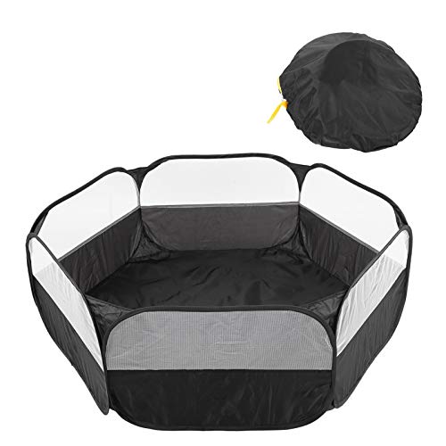 Venta Loca Cerca de Juego de Animales pequeños de diseño Mejorado, Parque para Perros Plegable, Tela para(Small Pet Fence with Cover and Side Cloth-Black)