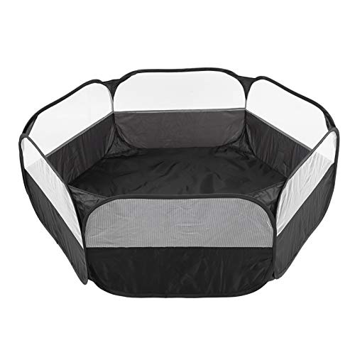 Venta Loca Cerca de Juego de Animales pequeños de diseño Mejorado, Parque para Perros Plegable, Tela para(Small Pet Fence with Cover and Side Cloth-Black)