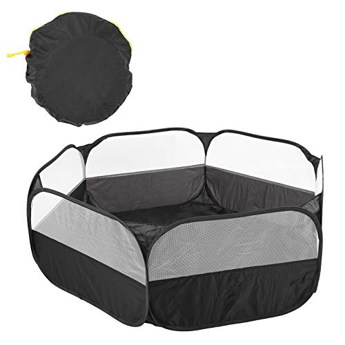 Venta Loca Cerca de Juego de Animales pequeños de diseño Mejorado, Parque para Perros Plegable, Tela para(Small Pet Fence with Cover and Side Cloth-Black)