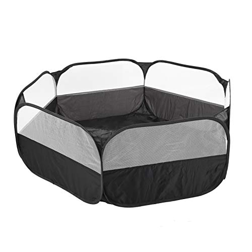 Venta Loca Cerca de Juego de Animales pequeños de diseño Mejorado, Parque para Perros Plegable, Tela para(Small Pet Fence with Cover and Side Cloth-Black)