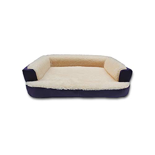 Ventadecolchones - Cama Ortopédica para Perro Deluxe Desenfundable - Grande: 120 x 75 cm - Tela Loneta Premium Azul - 3 cm de Visco + 7 cm de Espuma