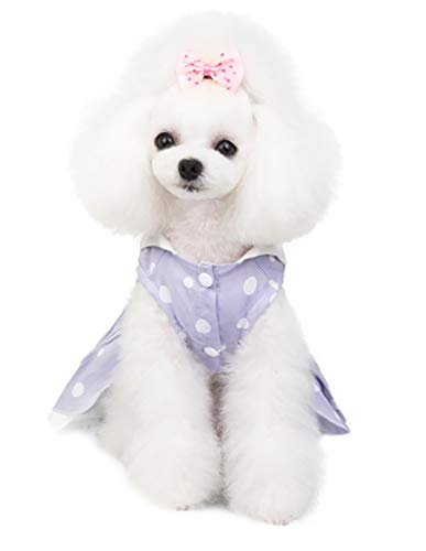 Vestido de Perro Falda Ropa para Perros Vestidos de Princesa Falda de Tutú Vestido de Algodón Vestido de Lazo de Lujo para Perros Pequeños (M,Morado)