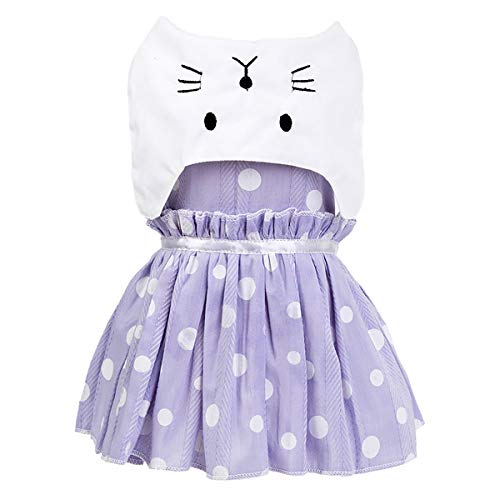 Vestido de Perro Falda Ropa para Perros Vestidos de Princesa Falda de Tutú Vestido de Algodón Vestido de Lazo de Lujo para Perros Pequeños (M,Morado)