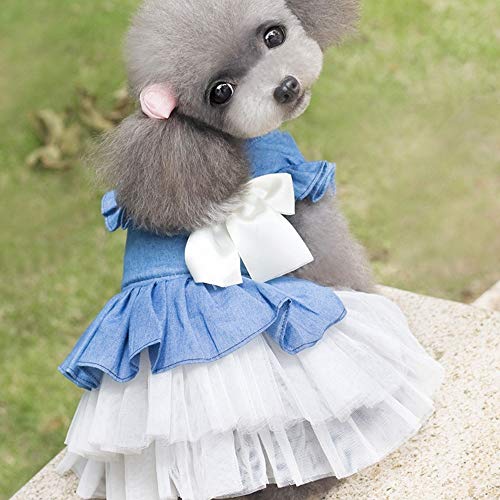 Vestido de Perro Para Mascotas, Vestido de Novia Perro Linda Falda de Princesa Princesa de Mezclilla Para Perros Cachorro PequeñOs Medianos