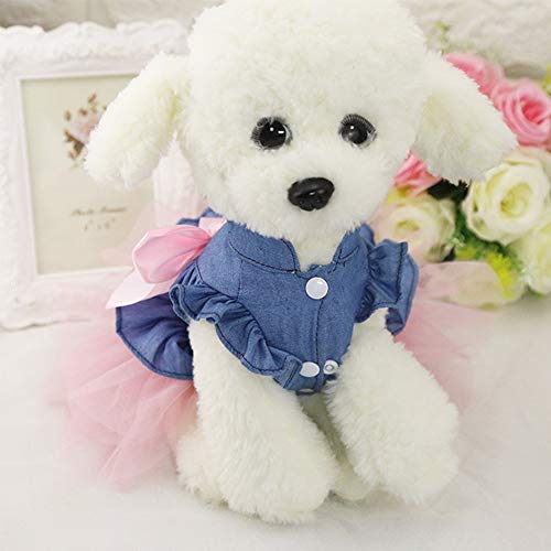 Vestido de Perro Para Mascotas, Vestido de Novia Perro Linda Falda de Princesa Princesa de Mezclilla Para Perros Cachorro PequeñOs Medianos