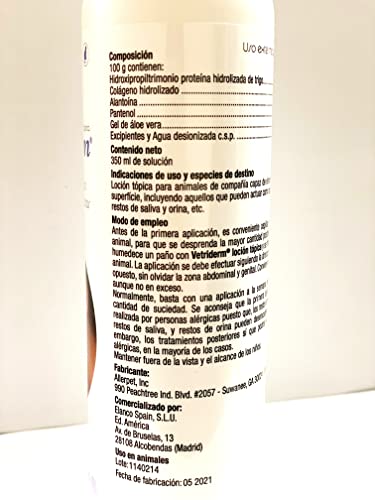 Vetriderm Locion Topica 350 ml. para Reducir los Casos de alergia a Las Mascotas