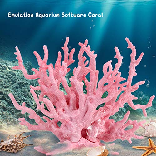 ViaGasaFamido Coral Artificial de Acuario, Adorno de Coral de Acuario Artificial, decoración de Plantas de simulación de Coral de plástico, pecera, decoración Artificial de Acuario(Rosado S)