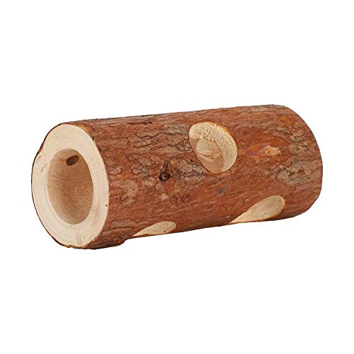 ViaGasaFamido Túnel de hámster, Tubo de Ejercicio de Madera Natural Túnel de hámster Juguete para Masticar Pequeño árbol para Mascotas Agujero Escondite Jugar Descanso Tubo de Ejercicio Accesorio(S)