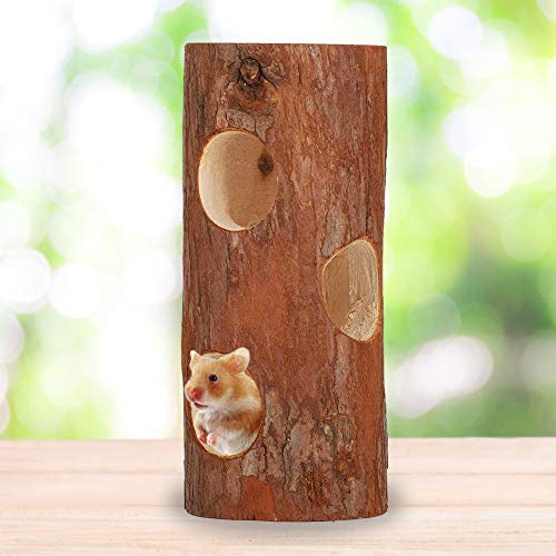 ViaGasaFamido Túnel de hámster, Tubo de Ejercicio de Madera Natural Túnel de hámster Juguete para Masticar Pequeño árbol para Mascotas Agujero Escondite Jugar Descanso Tubo de Ejercicio Accesorio(S)