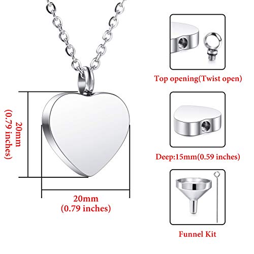 VIBOOS Colgante De Urna Personalizado Collar De Corazón De ala De Ángel Grabado De Texto Fotográfico para Hombres Mujeres Perros Gatos Mascotas Acero Inoxidable Cenizas Cremación Recuerdo Piedra De