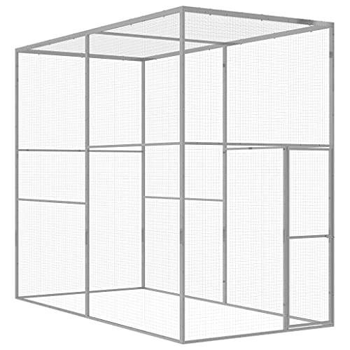 vidaXL Jaula para Gatos Mascotas Perros Cachorro Exterior Jardín Patio Terraza Animales al Aire Libre Casas Acero Galvanizado 3x1,5x2,5 m