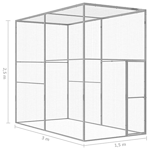 vidaXL Jaula para Gatos Mascotas Perros Cachorro Exterior Jardín Patio Terraza Animales al Aire Libre Casas Acero Galvanizado 3x1,5x2,5 m