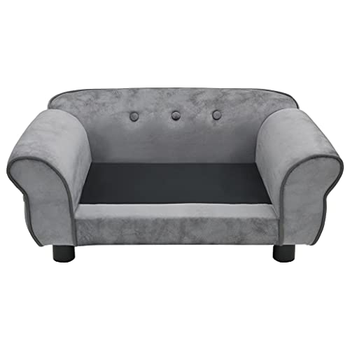 vidaXL Sofá para Perros Cama Mascotas Almacenamiento Gato Animales Pequeños Suave Grueso Acolchado Antideslizante Felpa Gris 72x45x30 cm