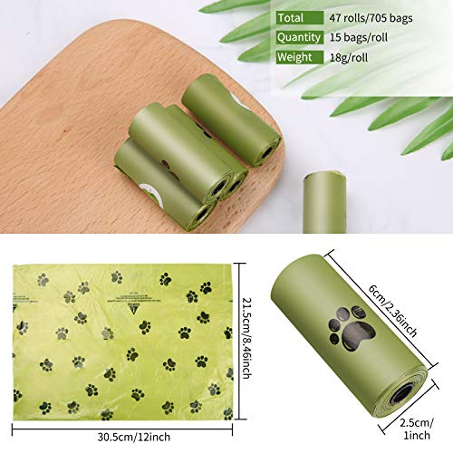 Viesap Bolsas Caca Perro, 705Pcs Bolsas Para Excrementos De Perro Con Dispensador, Gruesas Bolsas Perro Poop Bag Para Mascotas Domésticos, Fuertes Poop Bag Para Perro Mascotas, Verde Bolsa Caca Perro.