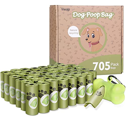 Viesap Bolsas Caca Perro, 705Pcs Bolsas Para Excrementos De Perro Con Dispensador, Gruesas Bolsas Perro Poop Bag Para Mascotas Domésticos, Fuertes Poop Bag Para Perro Mascotas, Verde Bolsa Caca Perro.