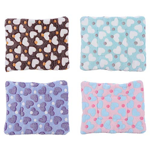 VILLCASE 4 piezas cama para hámster Pet mantas cálidas gruesas conejos colchón cachorro peluche nido suave para ardilla pequeños chinchillas erizo animales cachorros cojín 15 x 20 cm