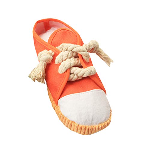 VILLCASE Juguete Masticable para Perros, Perros Zapatillas para Perros de Juguete Que Chirrían Mini Zapatos para Cachorros Perros Pequeños Medianos Gatos Hurones Conejos Conejillos de, Naranja