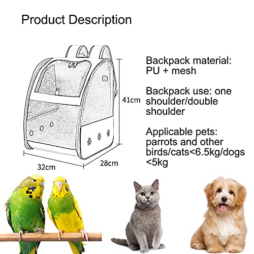 Vinnykud Transportin Pájaros Bolsa de Transporte para Pájaros Transpirable, con Soporte Extraíble, para Mascotas, Loro, Gato, Pájaro, Bolsa de Viaje