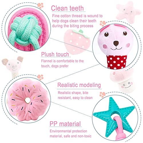 VIPNAJI Juguetes para Perros,15 ​Mordedor Perro Peluche para Perros Cachorro Juguetes Perros Pequeños/Grandes, Juguetes Interactivos, Durable Masticable de Juguete para Masticar, - algodón Natural