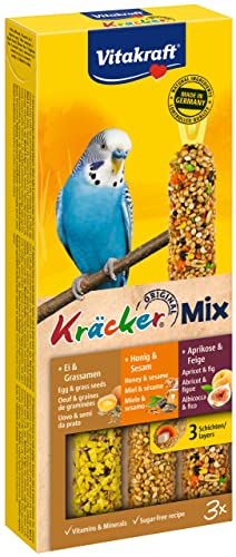 VITAKRAFT - Kräcker Trio-Mix (Huevo y Semillas de Hierbas, Albaricoque e Higo, Miel y sésamo) - 80 g - Pack de 3