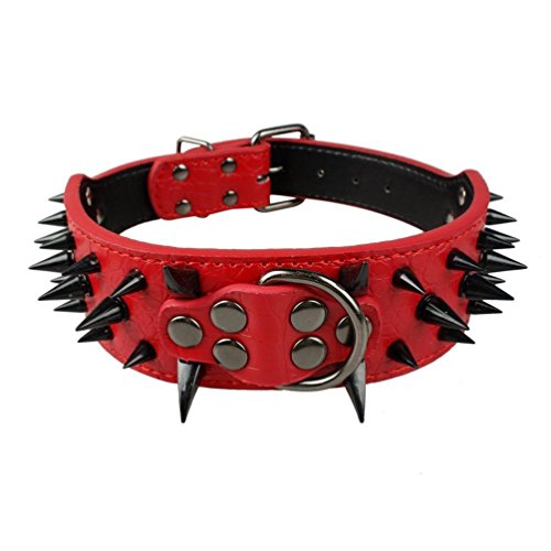 Vivi Bear - Impresionante collar de piel sintética, estilo punk, con pinchos de 5 cm de ancho, para perro de tamaño mediano o grande