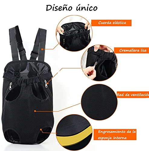 Voarge Mochila para Perro, Bolsa para Mascotas, Cabeza y Piernas Fuera Portátil Adjustable Viaje Bolsa Backpack Frontal Pack de Transporte para Mascota Perro Gato y Cachorros (S)