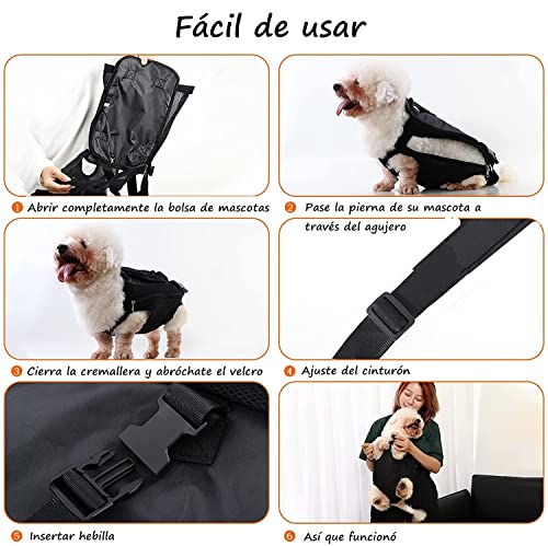 Voarge Mochila para Perro, Bolsa para Mascotas, Cabeza y Piernas Fuera Portátil Adjustable Viaje Bolsa Backpack Frontal Pack de Transporte para Mascota Perro Gato y Cachorros (S)