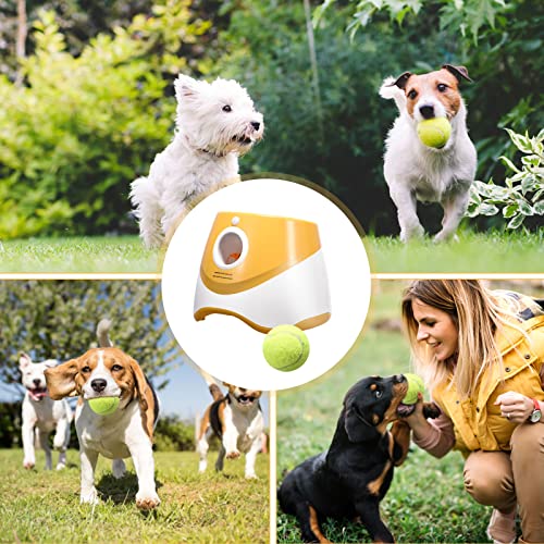 Vogvigo Lanzador automático de bolas, juguete interactivo para perros de juguete, sensor de movimiento, mango, con mini pelotas de tenis (naranja)