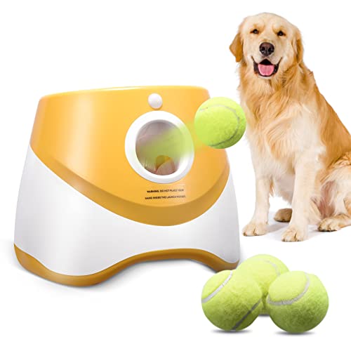 Vogvigo Lanzador automático de bolas, juguete interactivo para perros de juguete, sensor de movimiento, mango, con mini pelotas de tenis (naranja)