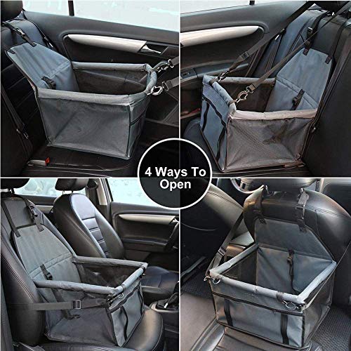 VORRINC Asiento Perro Coche,Asiento Coche Perro Lavable Para Perros de Tamaño Pequeño a Mediano,Impermeable/Plegable Protector Asiento Coche Perro con Placa de Refuerzo y Cinturón de Seguridad