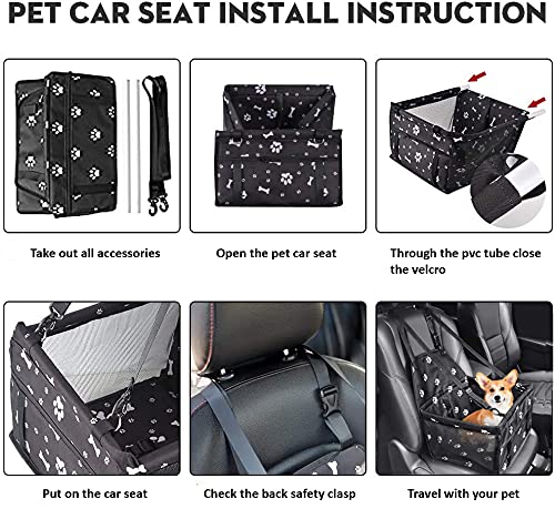 VORRINC Asiento Perro Coche,Asiento Coche Perro Lavable Para Perros de Tamaño Pequeño a Mediano,Impermeable/Plegable Protector Asiento Coche Perro con Placa de Refuerzo y Cinturón de Seguridad