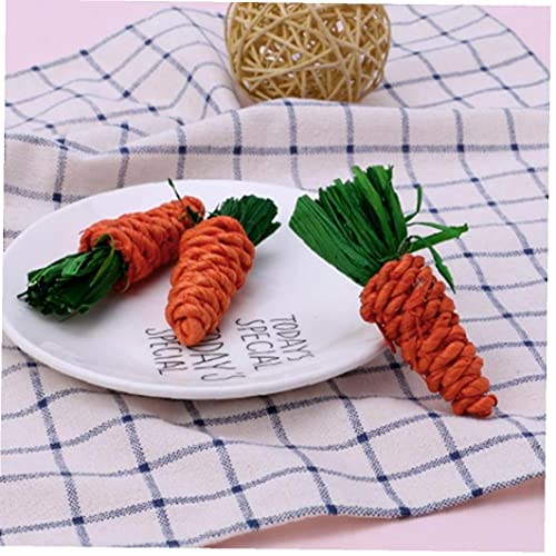 VusiElag 3 PCS Zanahoria en Forma de Conejo Chew Juguetes de algodón Cuerda de hámster Mordida de Juguete Pier Cerdo Toys Toys para Conejo Gatos Puppy Hamster Dientes Cuidado Saludable