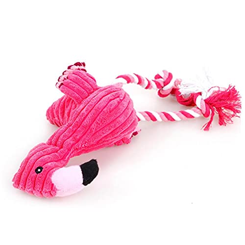 VusiElag Flamingo Peluche Peludo Peludo Peluche Juguete Juguetes de Perro Relleno Rojo Gritando Flamenco Suave para pequeños Perros Grandes Sonido Cachorro Juguete Peluche chirrido flamencos Mascotas