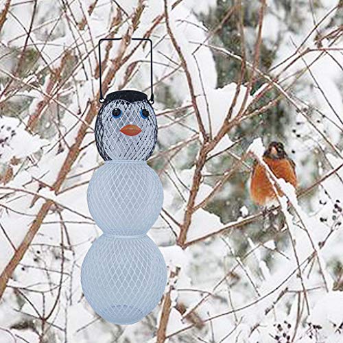 VVXXMO Alimentador de aves de alambre de acero,Alimentador colgante de balcón al aire libre,Adornos de forma de oso de muñeco de nieve de ciervo de hierro