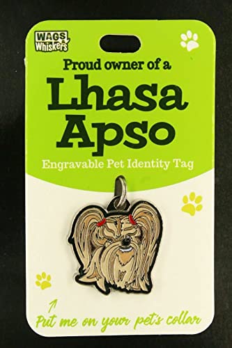 Wags & Whiskers Etiqueta de identidad para mascotas grabable Collar de perro Etiqueta de hueso Etiqueta de nombre de gato Lhasa Apso