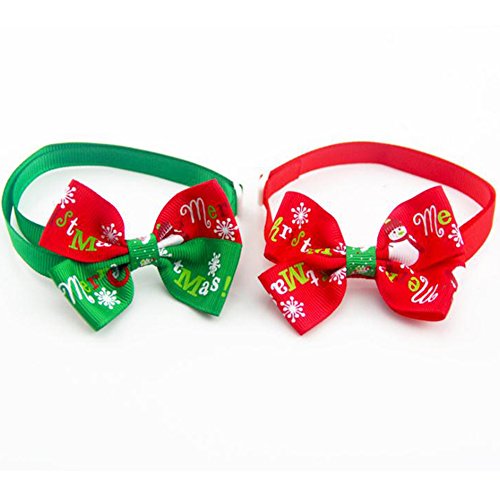 Wansan Corbata Ajustable para Mascotas, Diseño de Copo de Nieve, para Decoración de Cuello, Cinta, Verde, 5*7.5CM