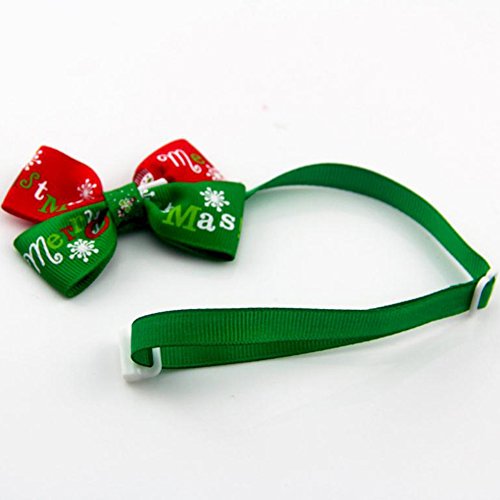 Wansan Corbata Ajustable para Mascotas, Diseño de Copo de Nieve, para Decoración de Cuello, Cinta, Verde, 5*7.5CM