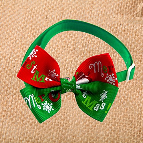 Wansan Corbata Ajustable para Mascotas, Diseño de Copo de Nieve, para Decoración de Cuello, Cinta, Verde, 5*7.5CM