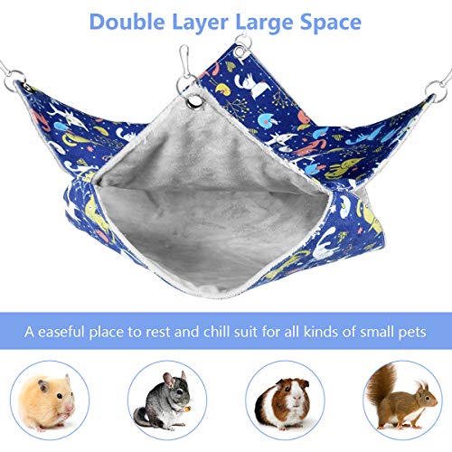 WBYJ Hamaca para Mascotas Pequeños, Cama Colgante de Doble Capa para Colgar, Hamaca de Jaula para Mascotas Suave y Cómoda, Hamaca para Hámster, Chinchilla, Hurón, Ardilla (34×34 cm)