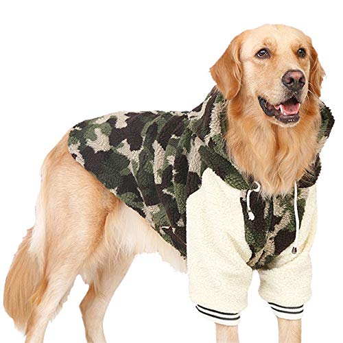 WDTMZN Perros medianos y Grandes Perros Camuflaje Deportes Sudaderas ，Plus Terciopelo otoño e Invierno Sudadera Perros Disfraces，Golden Retriever, Alaska, Labrador Ropa De Perro (Camuflaje, 7XL)