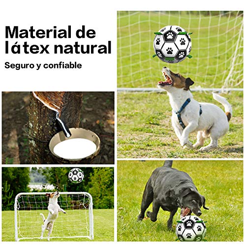 WeChip Pelota Juguete Perro,Juguetes Perro Masticar,Juguete morder Perro con Tubo Inflable y Silbato de Entrenamiento con clicker,Fútbol Juguete Interactivo Perro para Entrenamiento y Ejercicio.