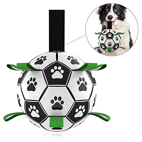 WeChip Pelota Juguete Perro,Juguetes Perro Masticar,Juguete morder Perro con Tubo Inflable y Silbato de Entrenamiento con clicker,Fútbol Juguete Interactivo Perro para Entrenamiento y Ejercicio.