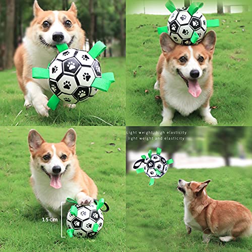 WeChip Pelota Juguete Perro,Juguetes Perro Masticar,Juguete morder Perro con Tubo Inflable y Silbato de Entrenamiento con clicker,Fútbol Juguete Interactivo Perro para Entrenamiento y Ejercicio.