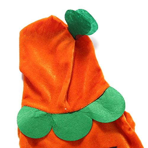 WEDFTGF Disfraz de calabaza de Halloween para mascotas, disfraces de cosplay para cachorros cálidos con capucha de forro polar, ropa de otoño y invierno