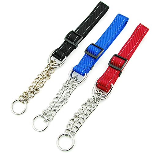 Weeksu Collar de Perro de Nylon para Mascotas Cadena de Deslizamiento Apriete el Collar de Perro Accesorios Formación Collar Ajustable para los Perros pequeños Ejercito Verde, XL