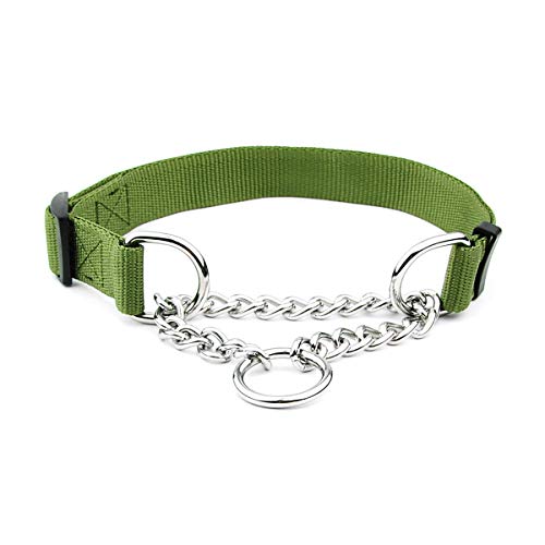 Weeksu Collar de Perro de Nylon para Mascotas Cadena de Deslizamiento Apriete el Collar de Perro Accesorios Formación Collar Ajustable para los Perros pequeños Ejercito Verde, XL